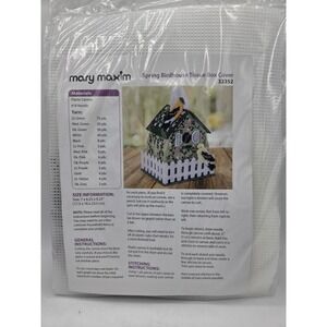 Mary Maxim Plastic Canvas Spring Birdhouse Tissue Box Cover Kit 7x6.25x9.25